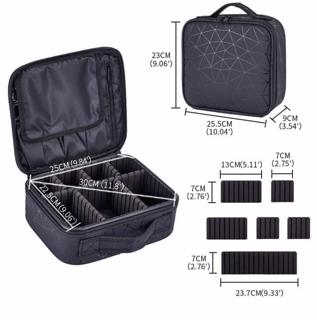 Diamond PU Travel Cosmetic Bag, Portable Cosmetic Bag With Adjustable Dividers, Makeup Brush Organizer, Makeup Suitcase For Women Diamond PU Travel Cosmetic Bag, Portable Cosmetic Bag With Adjustable Dividers, Makeup Brush Organizer, Makeup Suitcase For Women